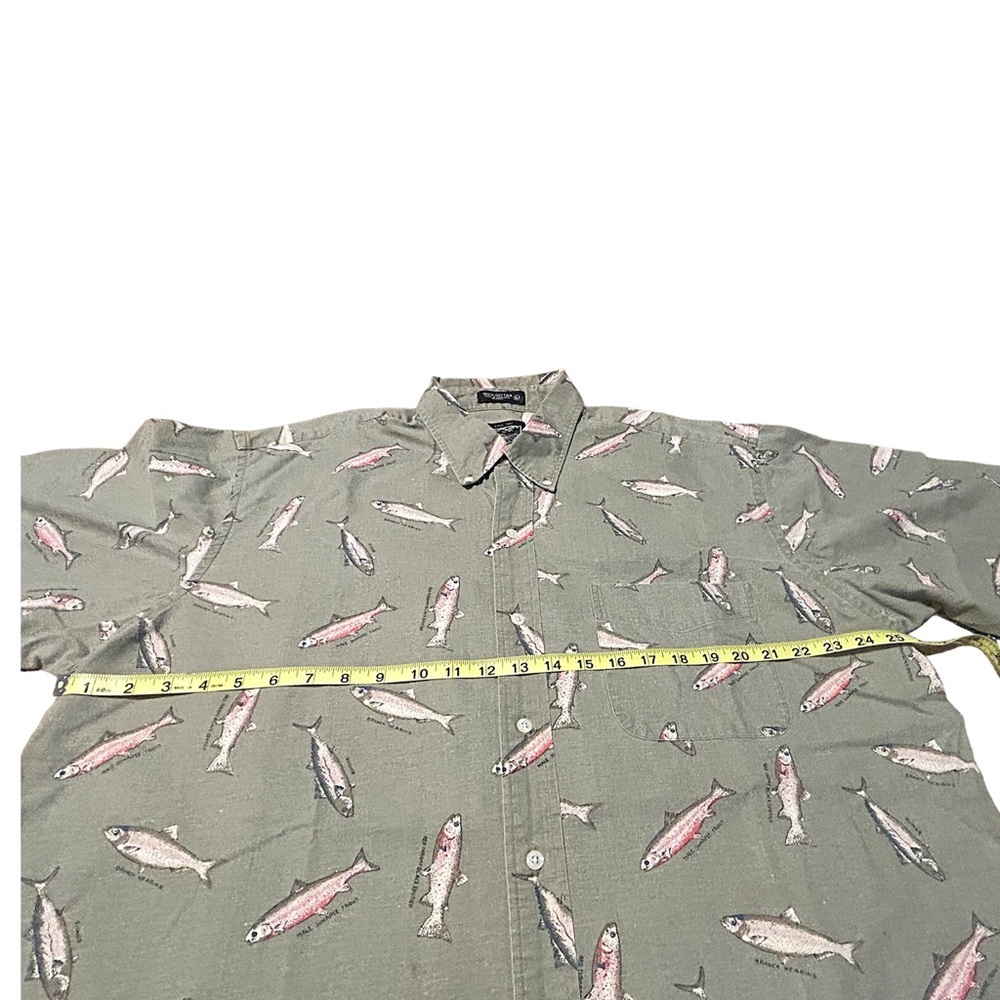 Britches Great Outdoors 90s Vintage Fish Print Button Down Shirt XL - Picture 7 of 13